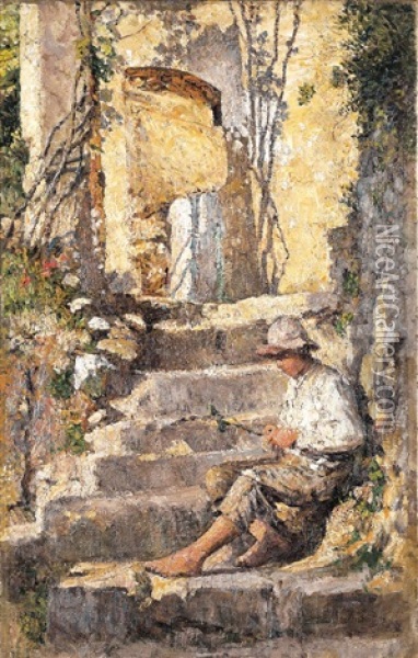 Volksjongen Te Anacapri Oil Painting - Alois Boudry