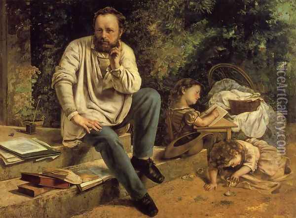 Portrait of P.J. Proudhon in 1853 Oil Painting - Gustave Courbet