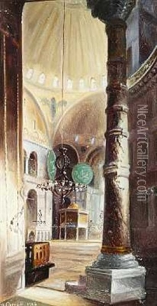Interior Fra Hagia Sophia, Istanbul Oil Painting - Wladimir Petroff
