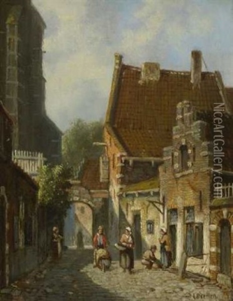 Hollandische Strasenszene Oil Painting - Adrianus Eversen