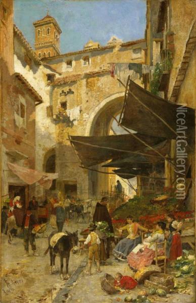 Marktstande Inrom Oil Painting - Franz Theodor Aerni
