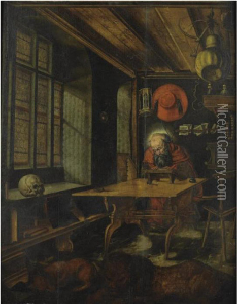 Saint Jerome In His Study Oil Painting - Albrecht Durer