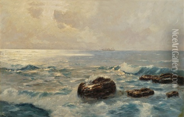 Meeresbrandung Oil Painting - Erwin Carl Wilhelm Guenther