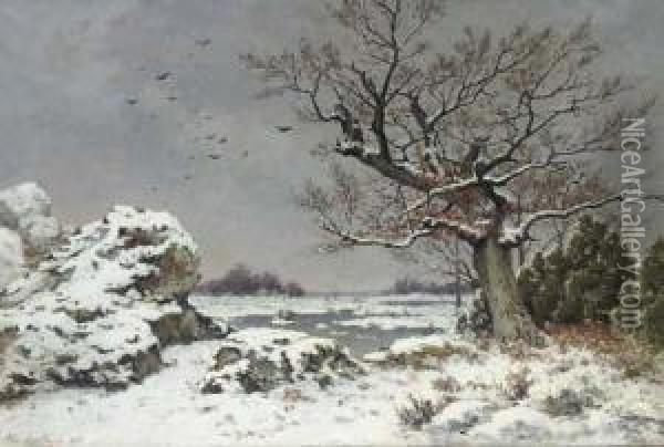 A Winter's Day Oil Painting - Alphonse Asselbergs