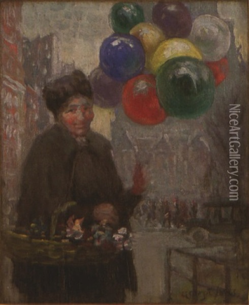 The Balloon Seller New York Oil Painting - George Benjamin Luks