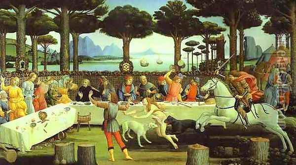 The Banquet in the Pine Forest Oil Painting - Sandro Botticelli