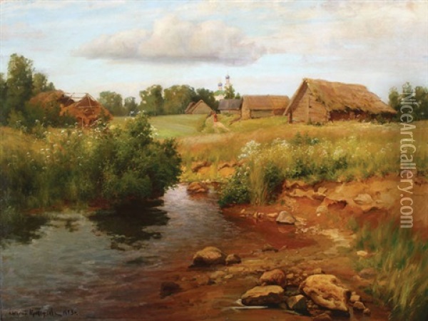 Beyond The Village Oil Painting - Aleksei Matveevich Prokofiev