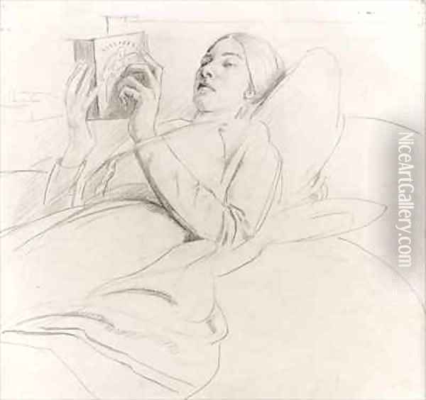 Portrait of Winifred Knights 1899-1947 reading Oil Painting - Colin Unwin Gill