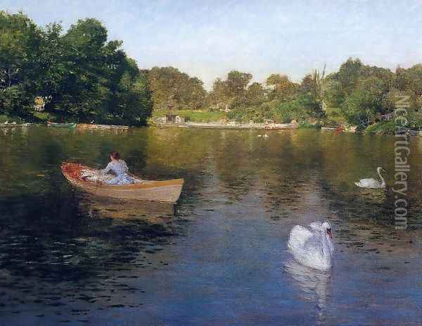 On the Lake, Central Park Oil Painting - William Merritt Chase