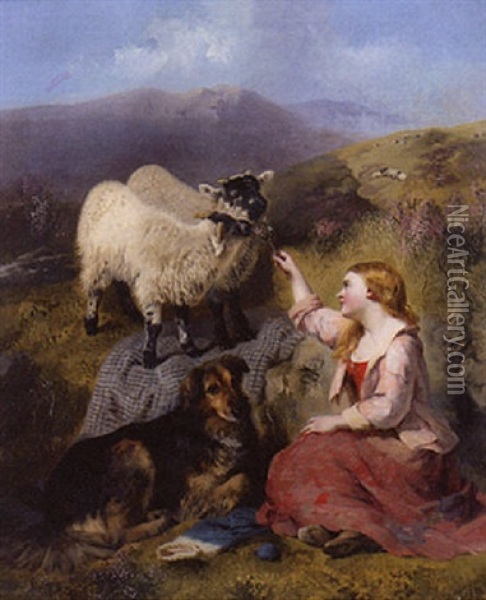 The Shepherd's Pet Oil Painting - George William Horlor