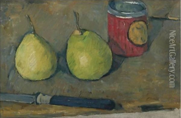 Poires Et Couteau Oil Painting - Paul Cezanne