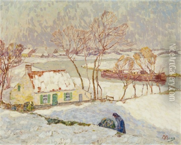 Sun And Snow (1925) Oil Painting - Modest Huys