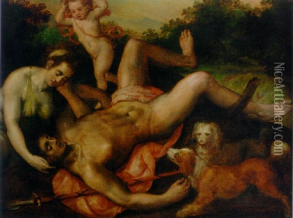 Venus And Adonis Oil Painting - Ernst-Gotthilf Bosse
