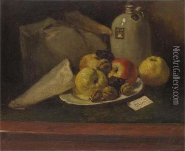 Still Life With Apples Oil Painting - Anton Schrodl