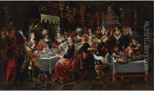 Balthasar's Feast Oil Painting - Kasper or Gaspar van den Hoecke