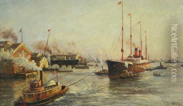 New York Harbor Oil Painting - Paul C.F. Jobert