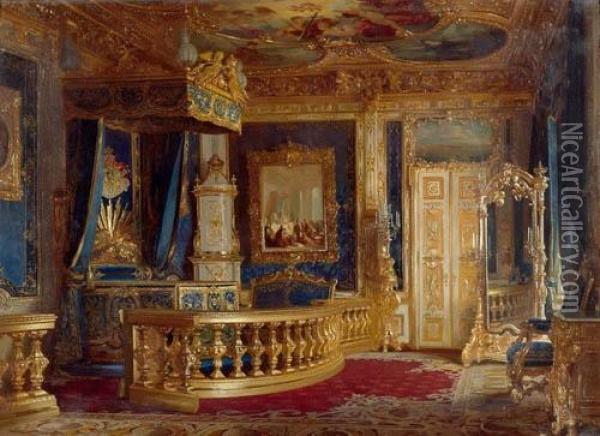 The Bedroom Of Ludwig Ii. In The Munich Residence. Oil Painting - Pancraz Korle