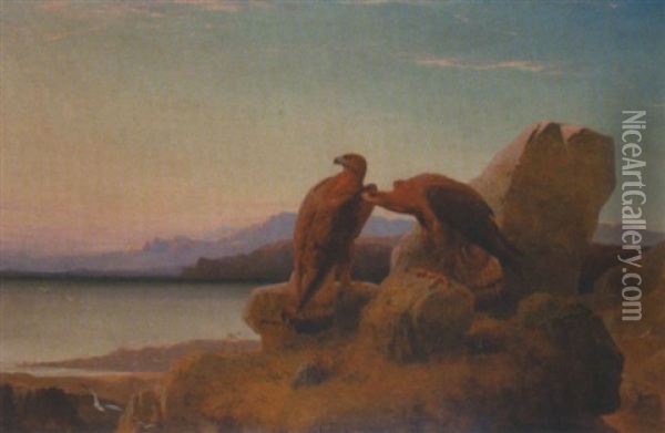 Eagle's Rock, Near Oban On The West Coast Of Scotland Oil Painting - Clarence Henry Roe