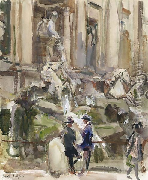At The Trevi Fountains, Rome Oil Painting - Isaac Israels