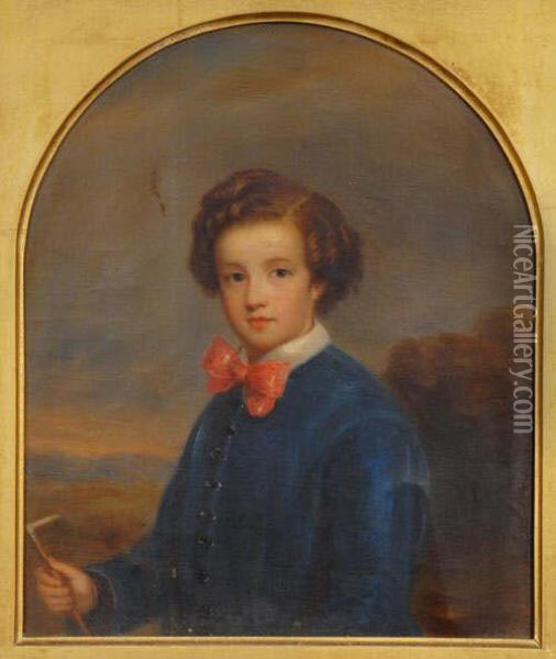Portrait Of A Boy,said To Be Charles Belcow Oil Painting - Franz Xavier Winterhalter