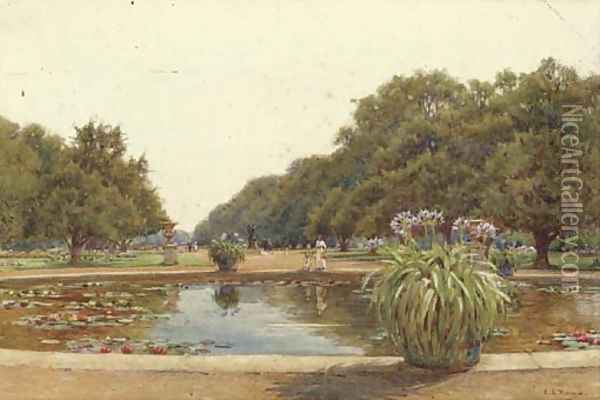 The pool, Hampton Court Oil Painting - Ernest Arthur Rowe