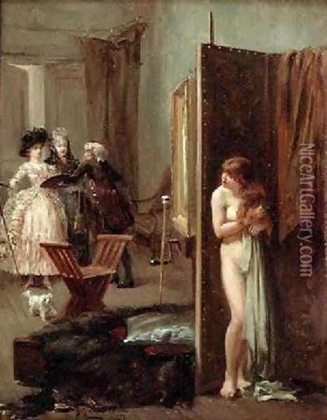 The Artists Studio or Unexpected Visitors 1882 Oil Painting - Albert Jnr. Ludovici