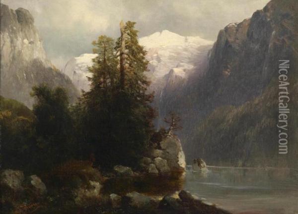 View Of The Gosau See Oil Painting - Josef Thoma