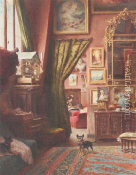 Interieur Aux Deux Chiens Oil Painting - Euphemie Muraton