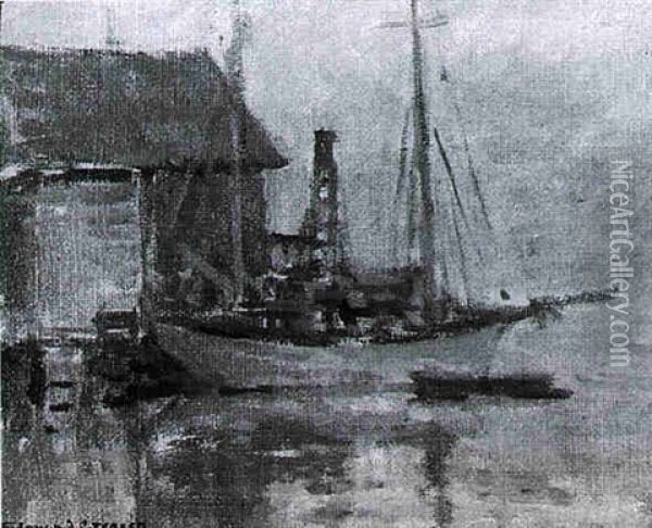 Sailboat At A Mooring Oil Painting - Edmund William Greacen