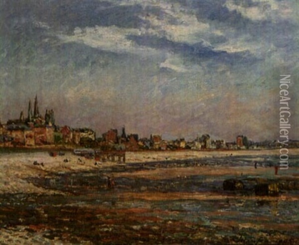 La Plage A Maree Basse, Le Havre Oil Painting - Maxime Maufra