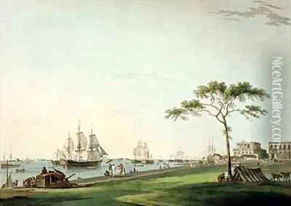 View Taken on the Esplanade Calcutta Oil Painting - Thomas Daniell