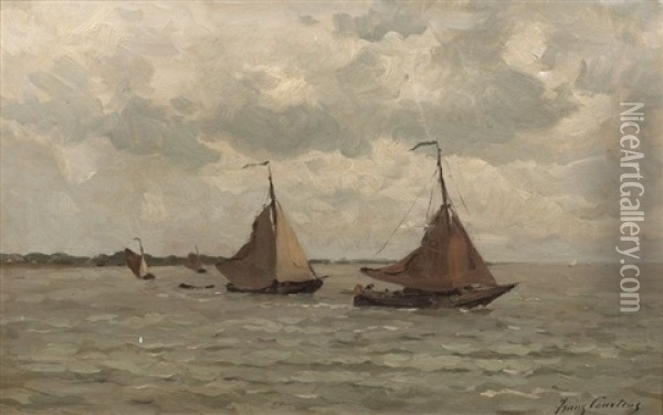 Les Bateaux Oil Painting - Franz Courtens