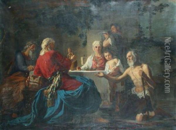 Lazarus In The House Of The Rich Man Oil Painting - Nikolai Nikolaevich. Ge