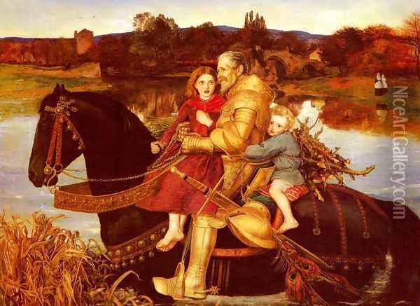 A Dream of the Past - Sir Isumbras at the Ford Oil Painting - Sir John Everett Millais