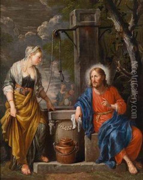 Christus Und Die Samariterin Am Brunnen Oil Painting - Johann Heiss