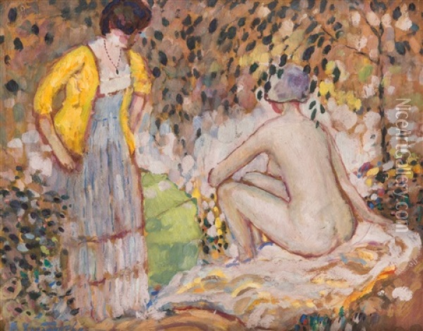 Sun Bathing Oil Painting - Vera Vladimirovna Chlebnikova