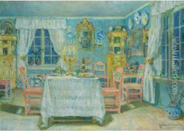 Kunstnerens Spisestue (the Artist's Dining Room) Oil Painting - Gerhard Peter Frantz Munthe