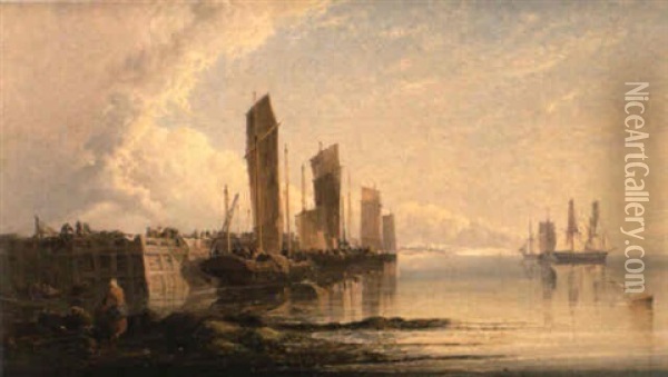 The Quay Oil Painting - Arthur Joseph Meadows