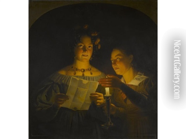 Imagination By Candlelight Oil Painting - Petrus van Schendel