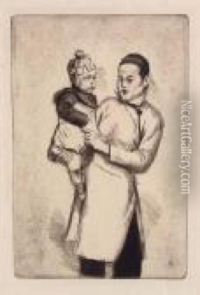 Chinesische Mutter Mit Ihrem Kind Oil Painting - Emil Orlik