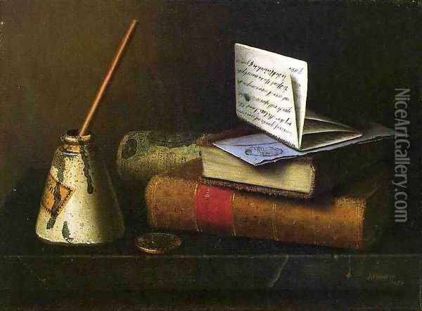 Still Life with Letter to Mr. Lask Oil Painting - William Michael Harnett