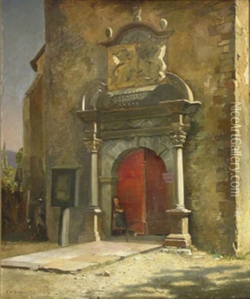 Am Kirchenportal Oil Painting - Carl Maria Seyppel