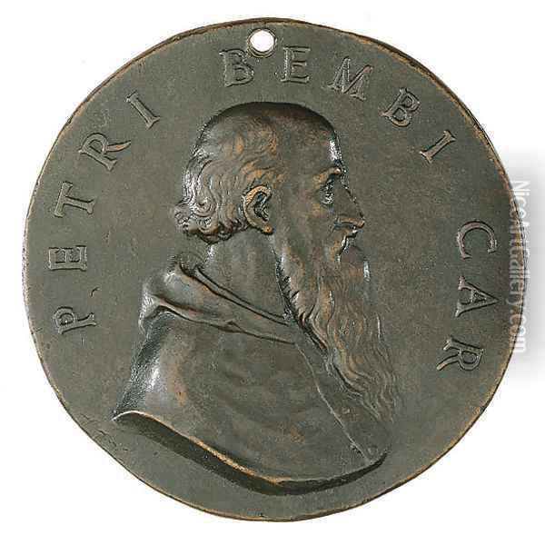 Portrait of Cardinal Pietro Bembo (obverse of a coin) Oil Painting - Benvenuto Cellini