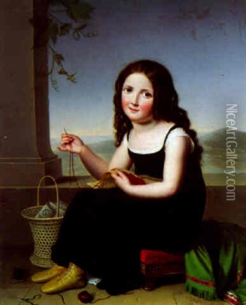 La Jeune Brodeuse Oil Painting - Jeanne Elisabeth Chaudet