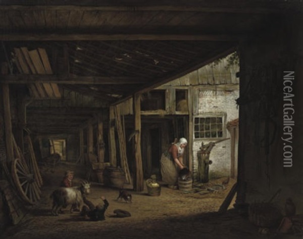 In The Barn Oil Painting - Hendrick Van Der Burgh
