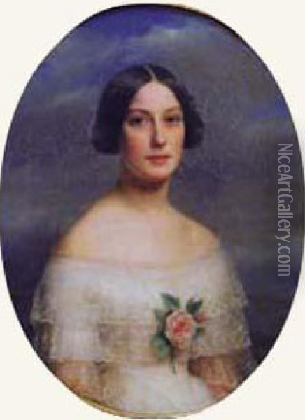  Portrait De Berthe De Thellusson  Oil Painting - Marie Celestine Faucon