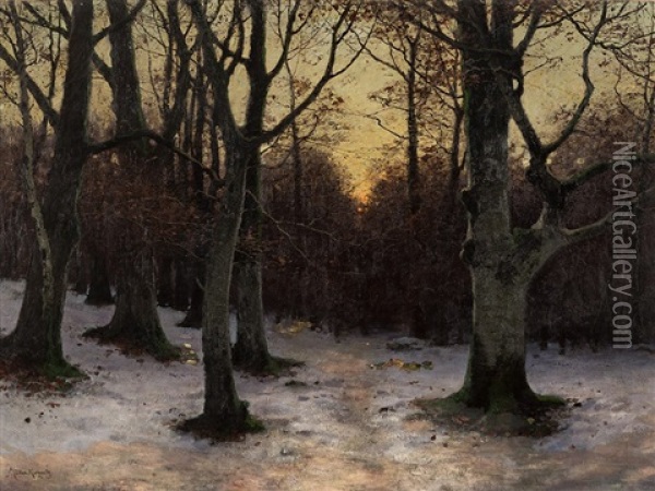 Winter Forest Oil Painting - Konrad Alexander Mueller-Kurzwelly