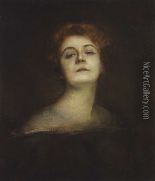 Portrat Yvette Guilbert Oil Painting - Franz Seraph von Lenbach