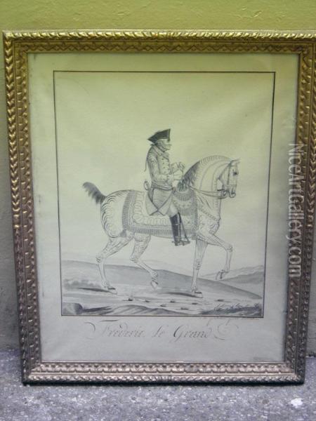 Portrait Equestre De Frederic Le Grand Oil Painting - Auvrest