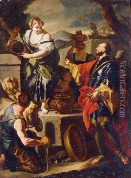 Rebecca And Eliezer At The Well Oil Painting - Francesco Solimena